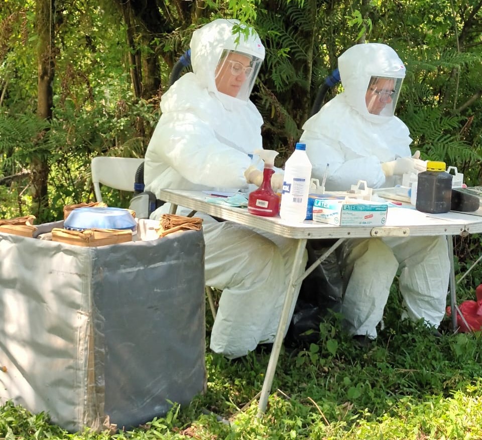 Researchers testing samples